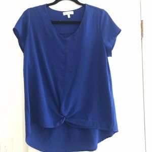 Cerulean blue blouse with front twist